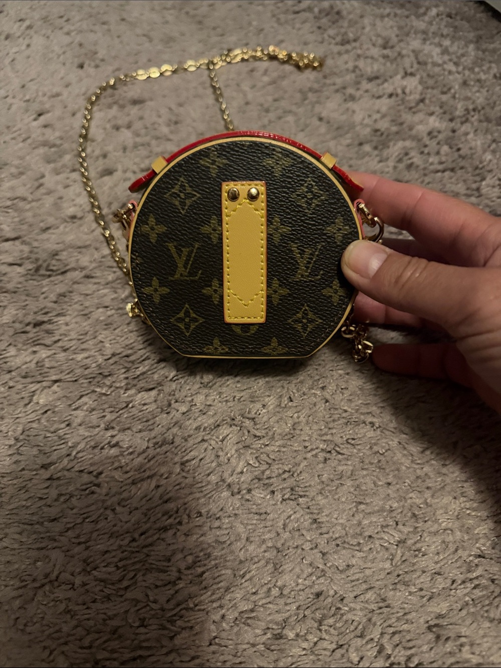 LV Round Monogram Crossbody Bag in Brown and Yellow with Gold Chain - Picture 2 of 4